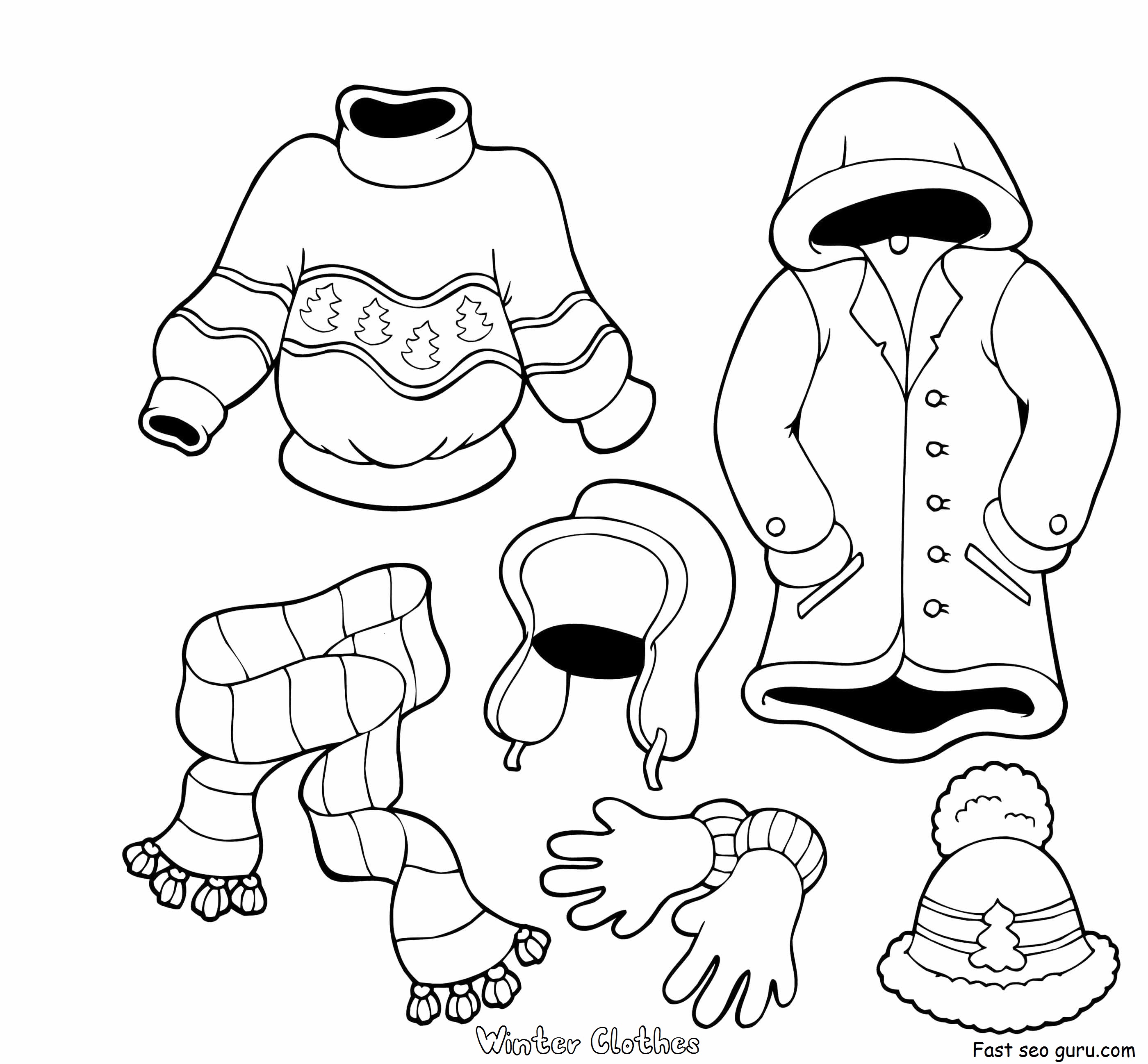 Printable Winter Clothes Coloring Pages